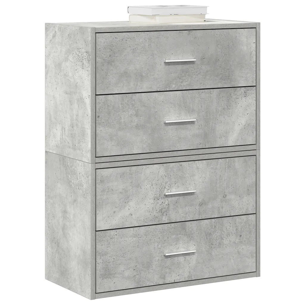 Armadi con 2 Cassetti 2 pz Grigio Cemento 60x31x40cm Truciolato 858828