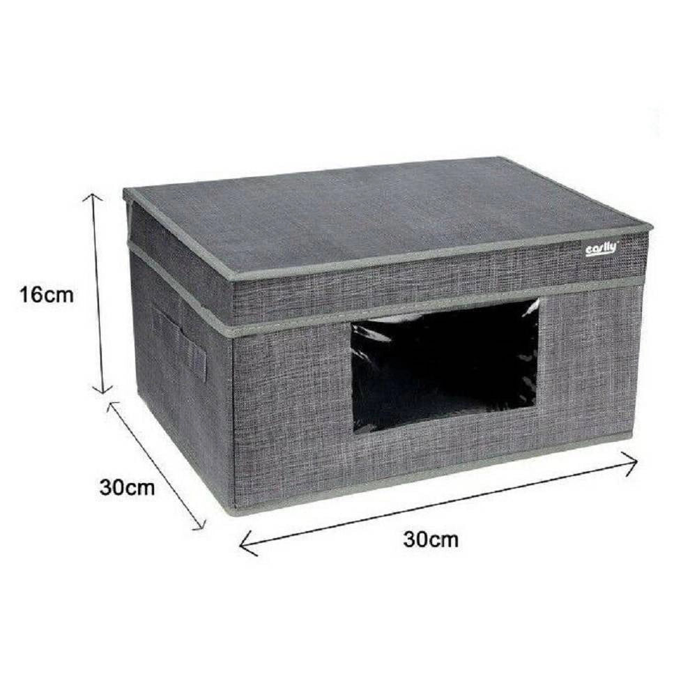 Trade Shop - Box Scatola Salvaspazio Portatutto Contenitore Organizer 30x30x16cm Grigio 69698 -