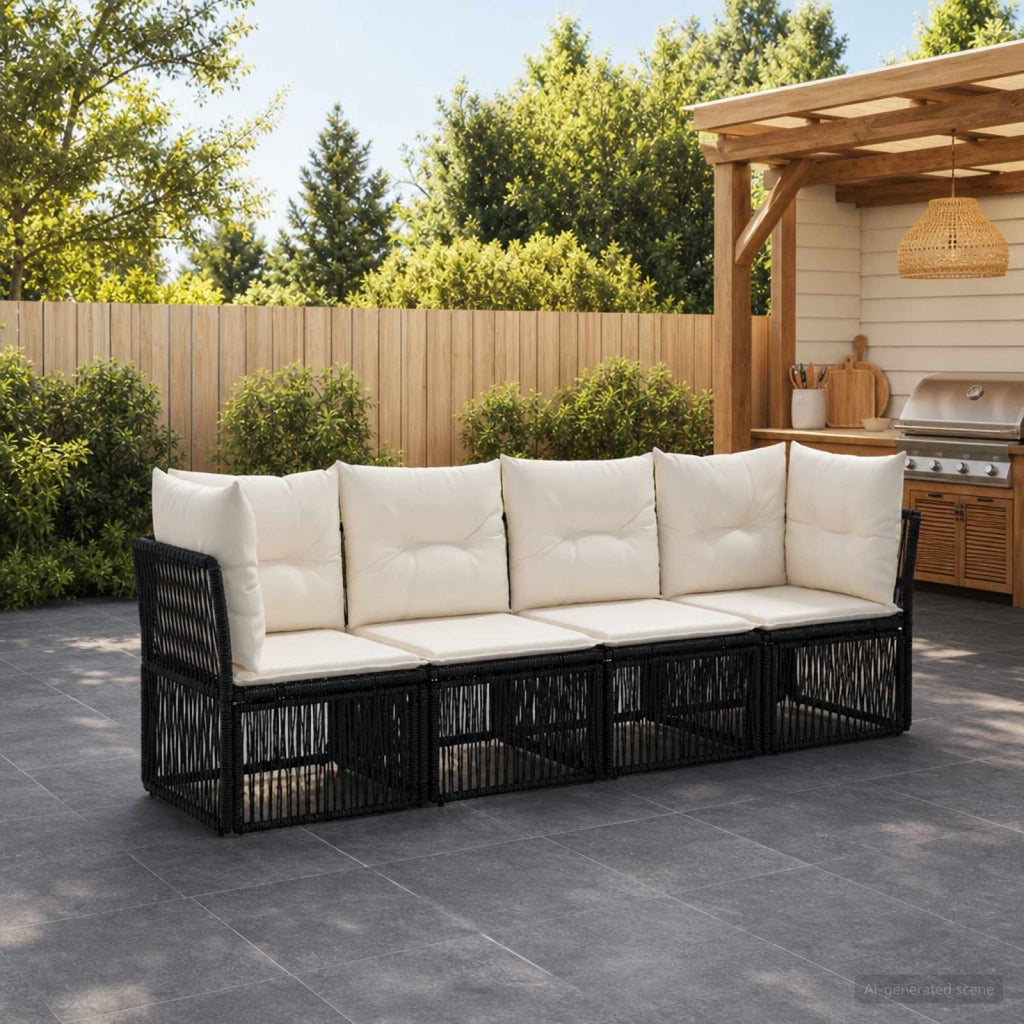 Set Divano da Giardino 4 pz Nero polyrattan 3434128
