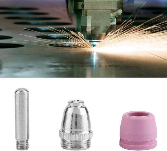 Componenti di alimentazione plasma - Elettrodi, Spruzzatori, Coperture ceramiche - 35 Elettrodi, 35 Spruzzatori, 20 Piatti ceramici.