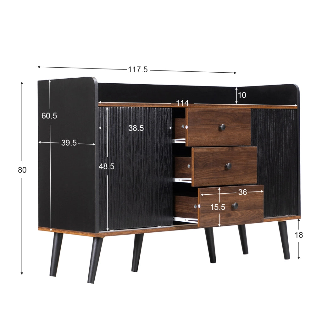 Credenza 3 Cassetti Legno ¨C MINIMAL ¨C Soggiorno Camera 117,5x40x80 cm