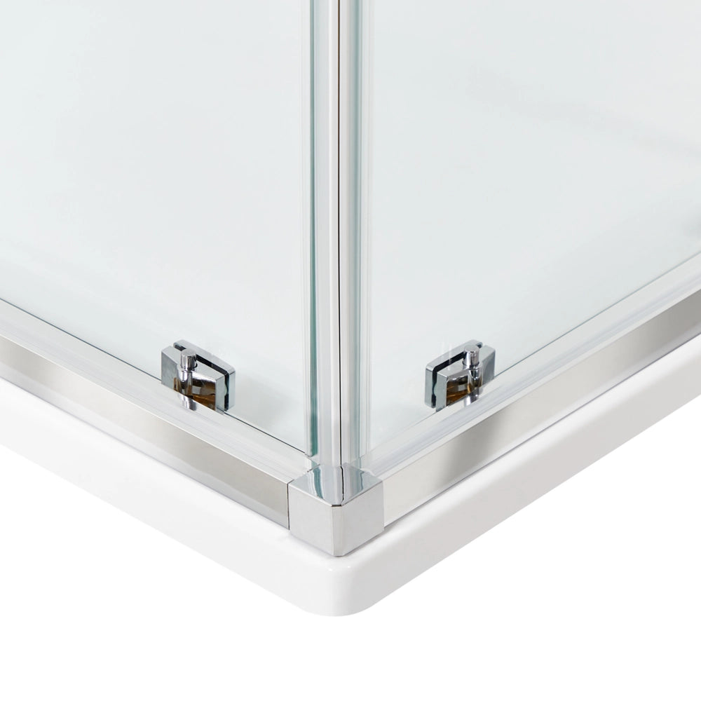 Box Doccia Vetro Temperato Argento Cornice Alluminio Doppia Porta 80x80x185cm