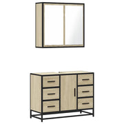 Set Mobili da Bagno | Armadio da bagno 2 pz Rovere Sonoma in Legno Multistrato