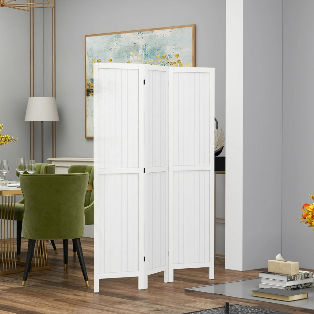 Paravento separatore 3 pannelli legno pieghevole - Xylo - bianco 120x170 cm