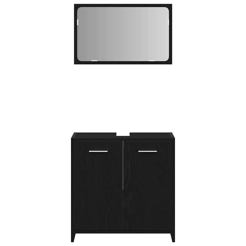 Set di mobili per il bagno 3 pcs Rovere Nero Legno multistrato 3332507