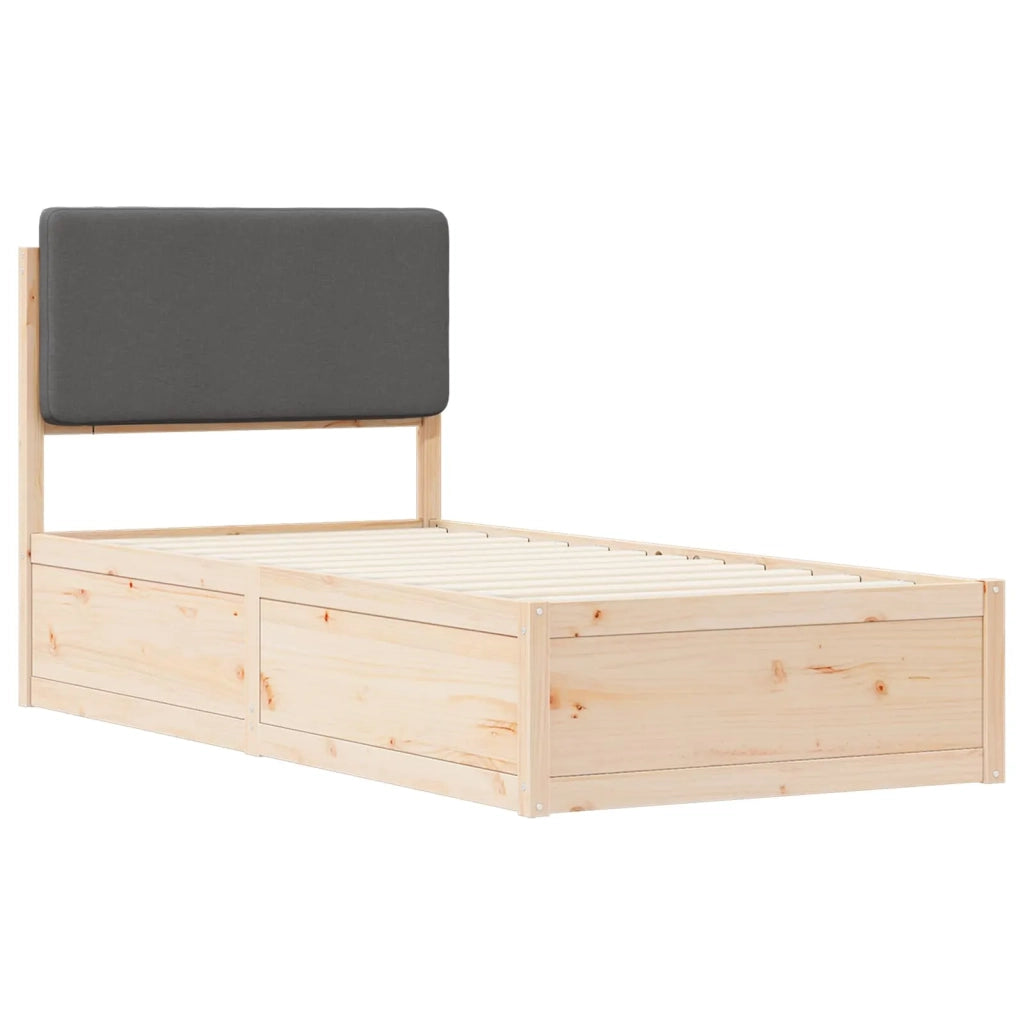 Letto con Testiera Rivestita Grigio scuro 90 x 200 cm 877655