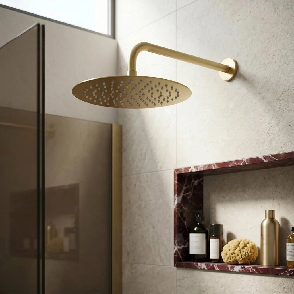 Soffione Doccia Rotondo Rea Js-p014bg 30cm Brush Gold