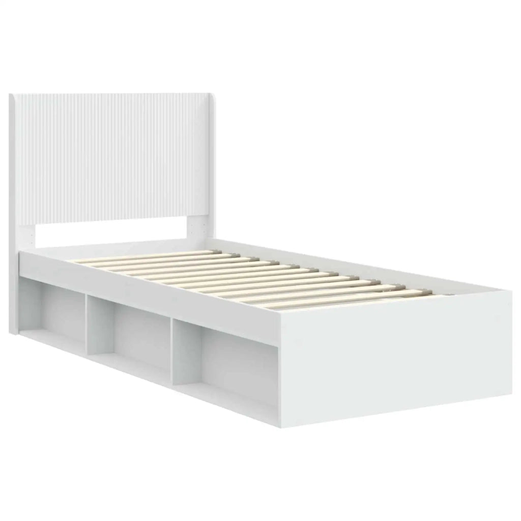 Struttura del letto con stoccaggio e testata Bianco 3413885