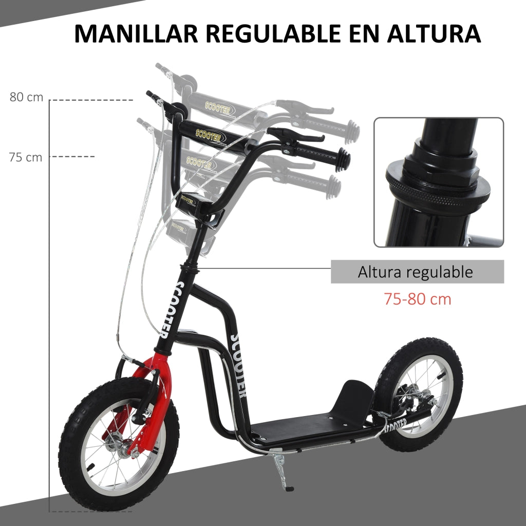 Monopattino per Bambini +5 Anni ¨C Xylo ¨C Manubrio Regolabile, Struttura in Acciaio, Portata 100kg, Nero