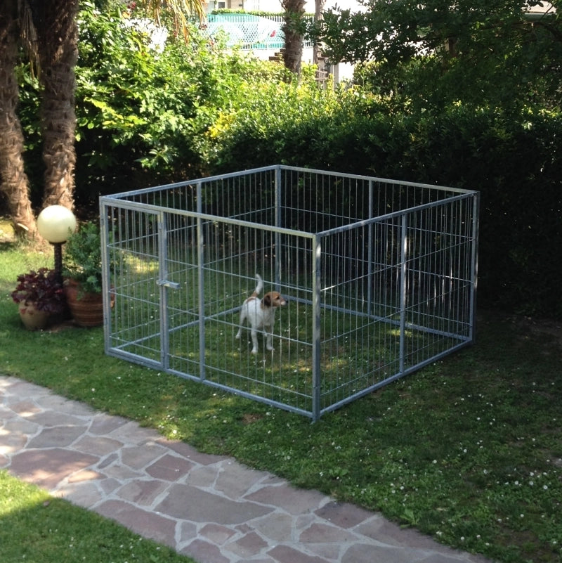 Pannello recinzione con porta cuccioli zincato a caldo da 200xh120 cm