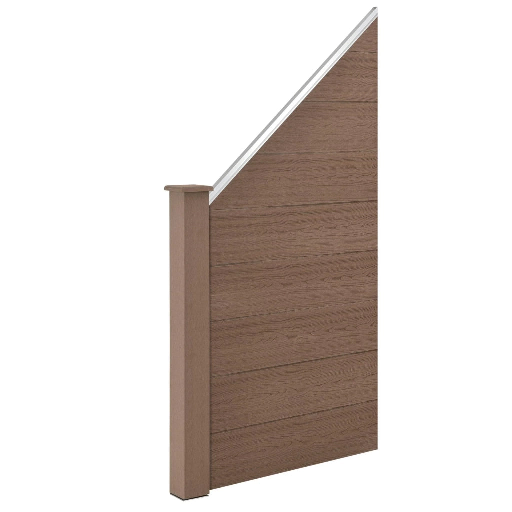 Recinzione frangivento e per la privacy in legno composito marrone (WPC) quadrata e angolata 183 x 277 cm 03_0001453