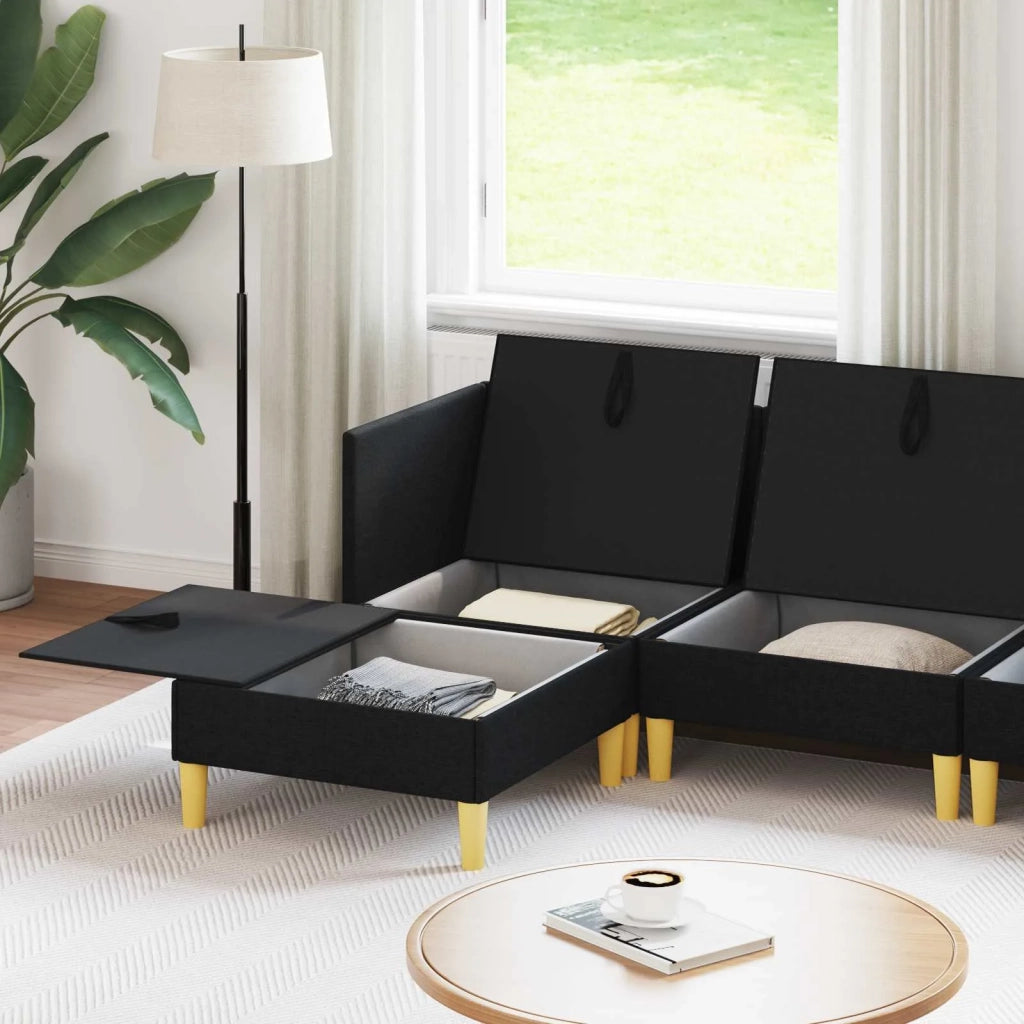 Set di mobili per il soggiorno con cuscino 5 pcs Nero Tessuto 3413686
