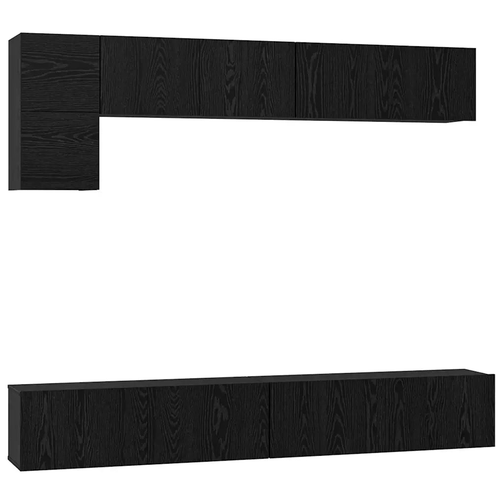 Set mobile TV 5 pcs Rovere Nero Legno multistrato