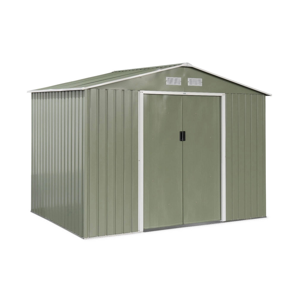 Casetta da giardino in metallo con kit di ancoraggio, 5.9m², verde e