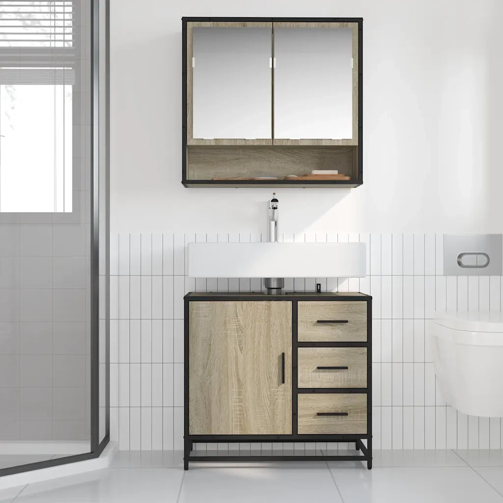 Mobile Lavabo da Bagno-Armadietto da bagno Rovere Sonoma 65x33x60 cm in Truciolato 461752