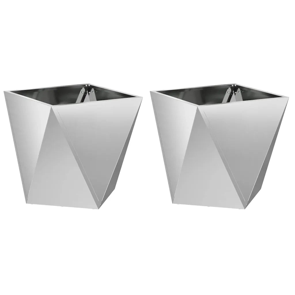 Set di 2 fioriere moderne da esterno 50 x 50 x 50 cm robuste dal design elegante in acciaio zincato argento 02_0053087