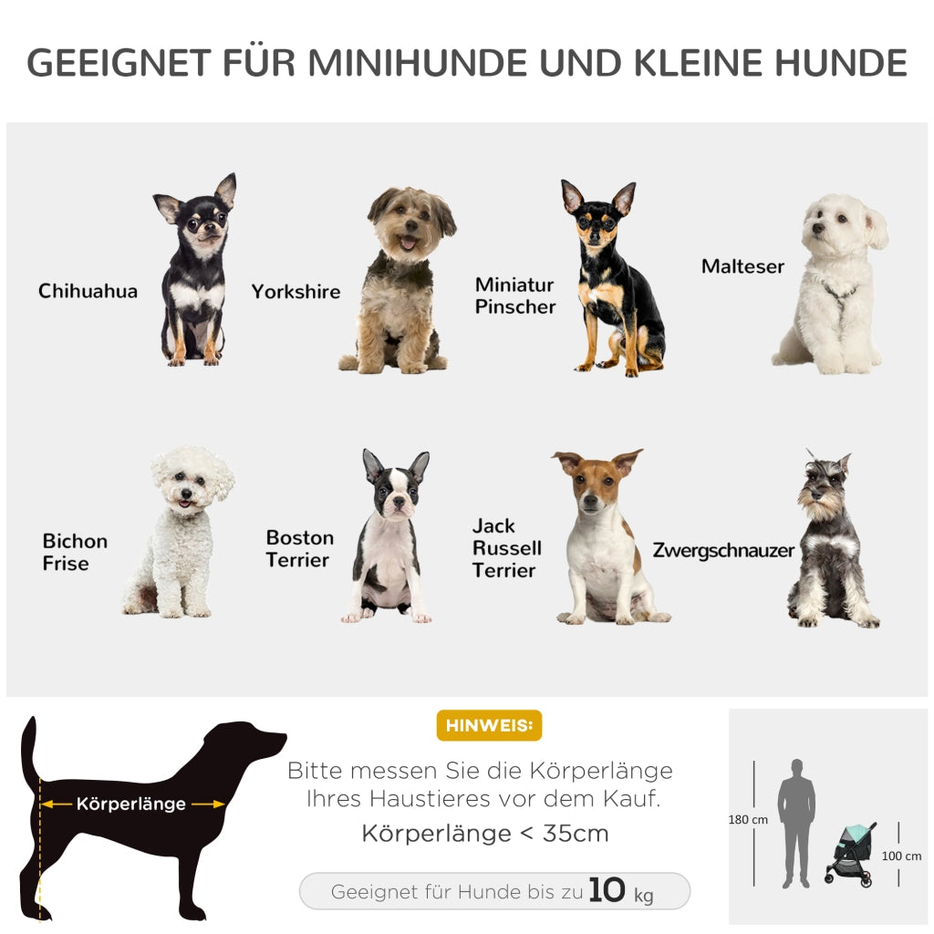 Carrello per animali domestici pieghevole ¨C Minimal ¨C Blu e verde