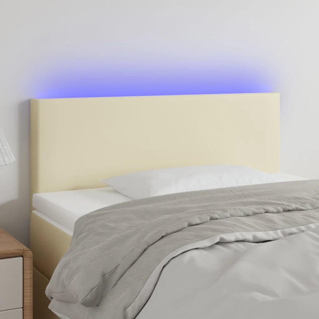 Testiera | Testata Crema a LED 100x5x78/88 cm in Similpelle