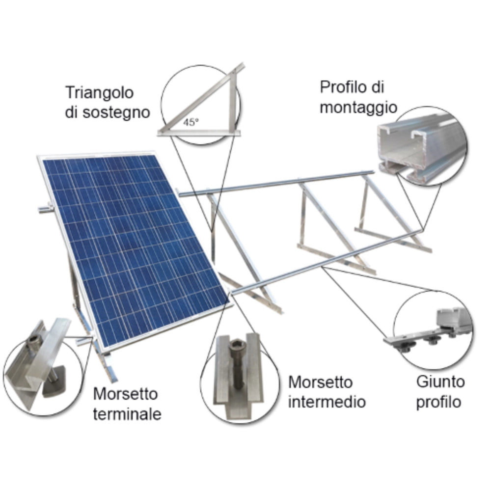 Morsetto laterale altezza 30mm alluminio per impianto fotovoltaico