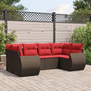Set Divani da Giardino 6 pz con Cuscini Marrone in Polyrattan 3221783