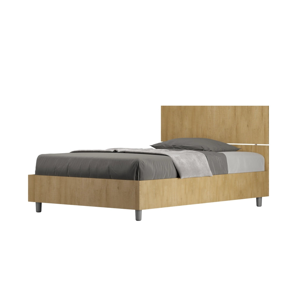 BS COM Letto una piazza e mezza con rete 120x200 testata dritta quercia