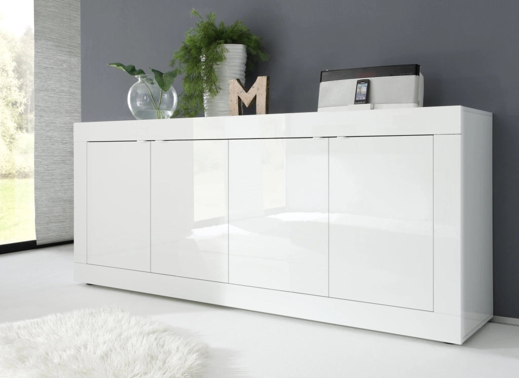 Madia Poli, Credenza 2 Ripiani, 207x43x86h cm Bianco Lucido