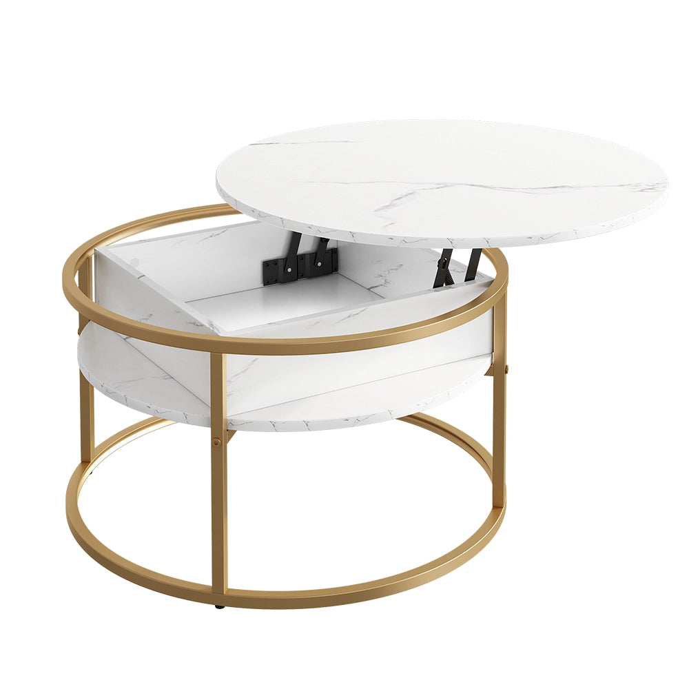Vicco tavolino soggiorno Bianco/Oro 77 x 77 cm