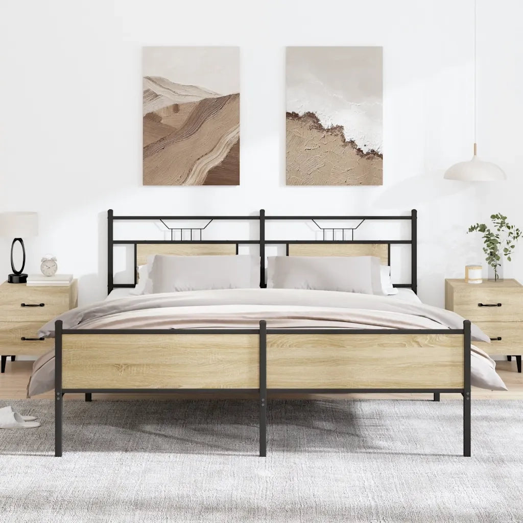 Giroletto senza Materaso in Metallo Rovere Sonoma 183x213 cm 3325126