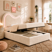 letto imbottito bouclé bianco 90 x 200 cm