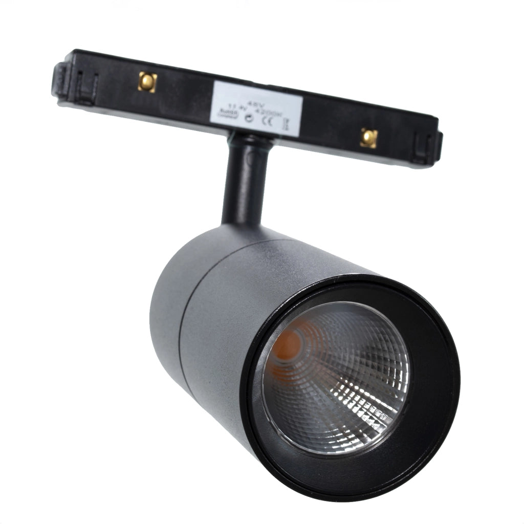 Faretto spot LED 15W binario track magnetico elettrificato luci negozio ufficio 48V CCT 3000K 4000K 6400K Dimmerabile