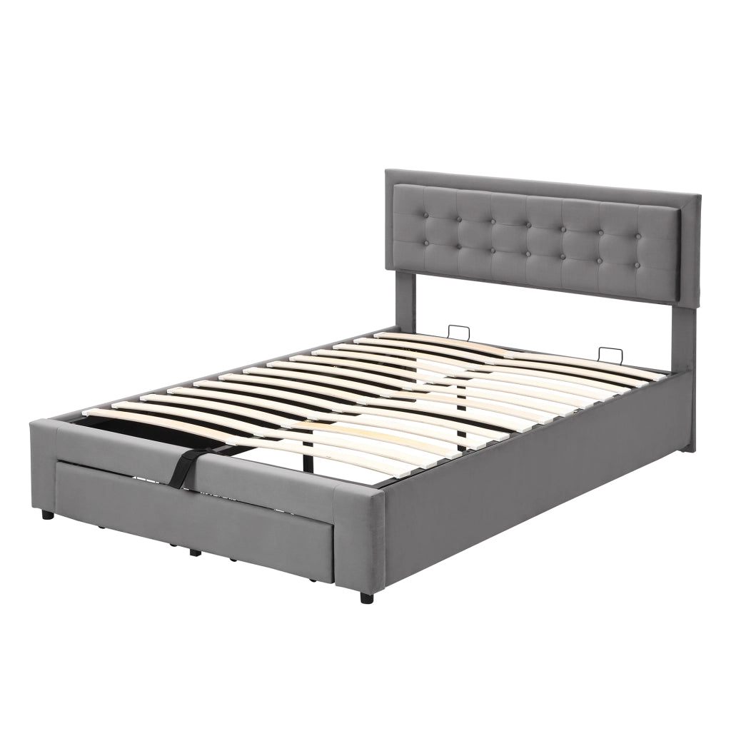 letto imbottito velluto grigio 140 x 190 cm
