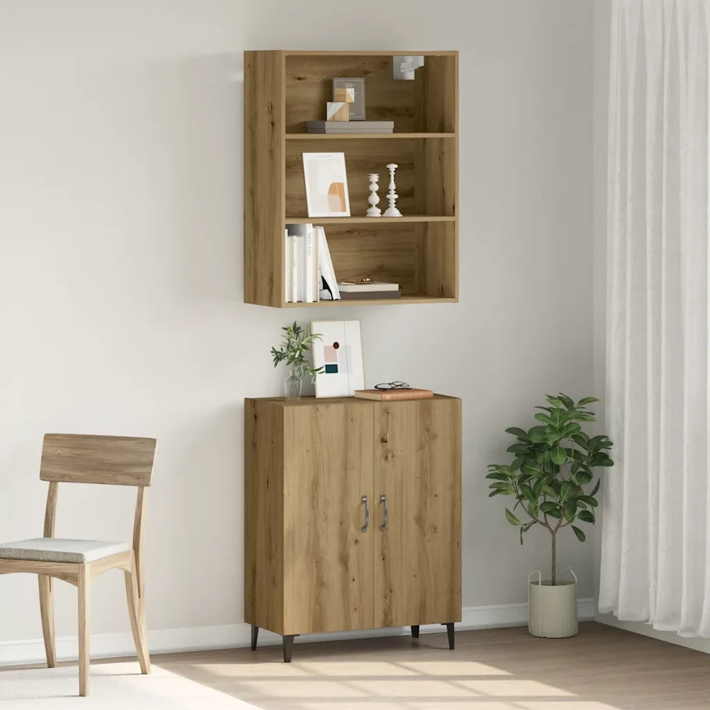 Credenza con Pensile-Buffet-Armadio da cucina Rovere Artigianale in Legno Multistrato