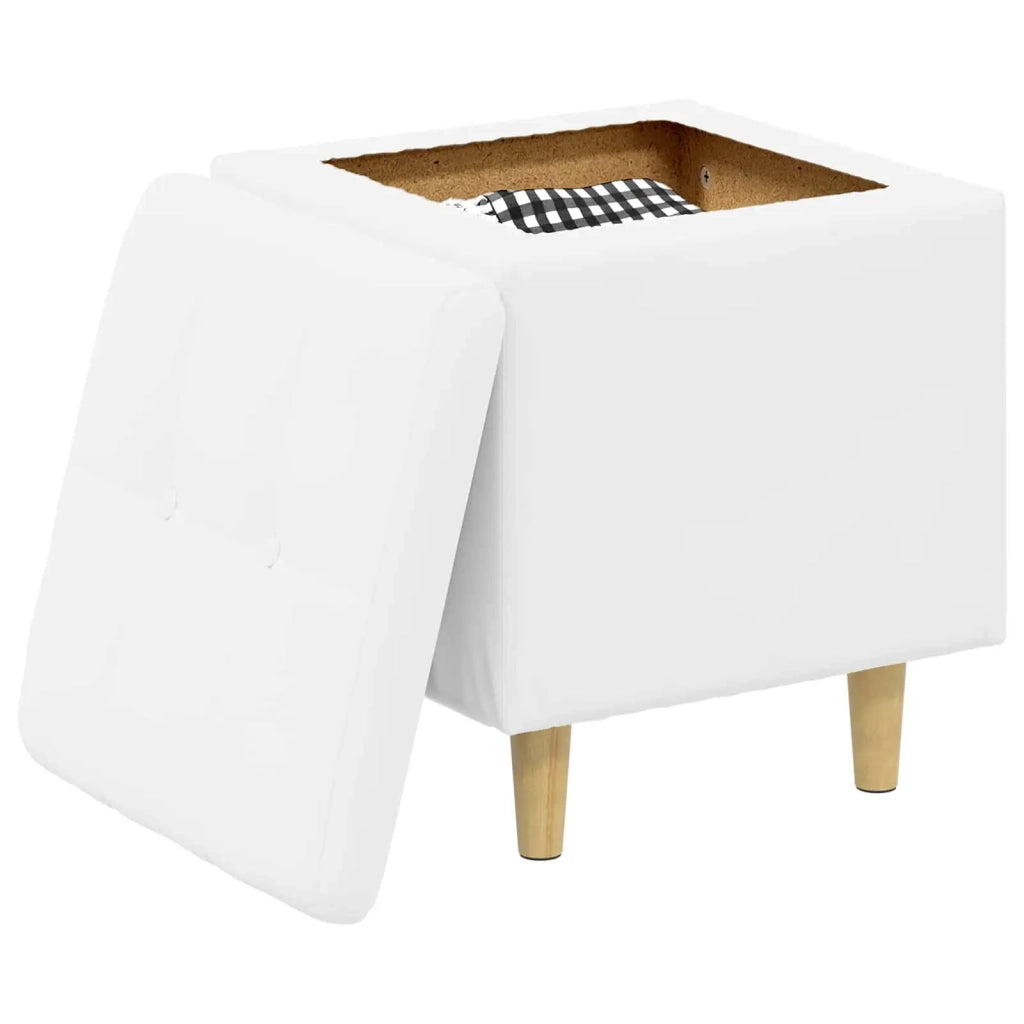 Pouf contenitore Bianco 40 x 40 x 45 cm Pelle sintetica 876817