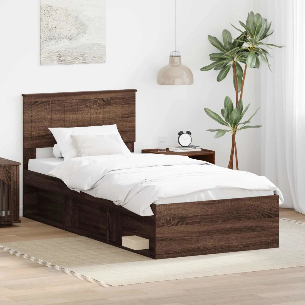 Struttura del letto-Giroletto Rovere Marrone 90 x 190 cm Pino massello 639186