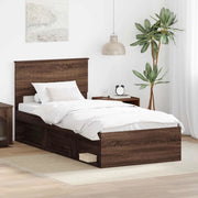 Struttura del letto-Giroletto Rovere Marrone 90 x 190 cm Pino massello 639186