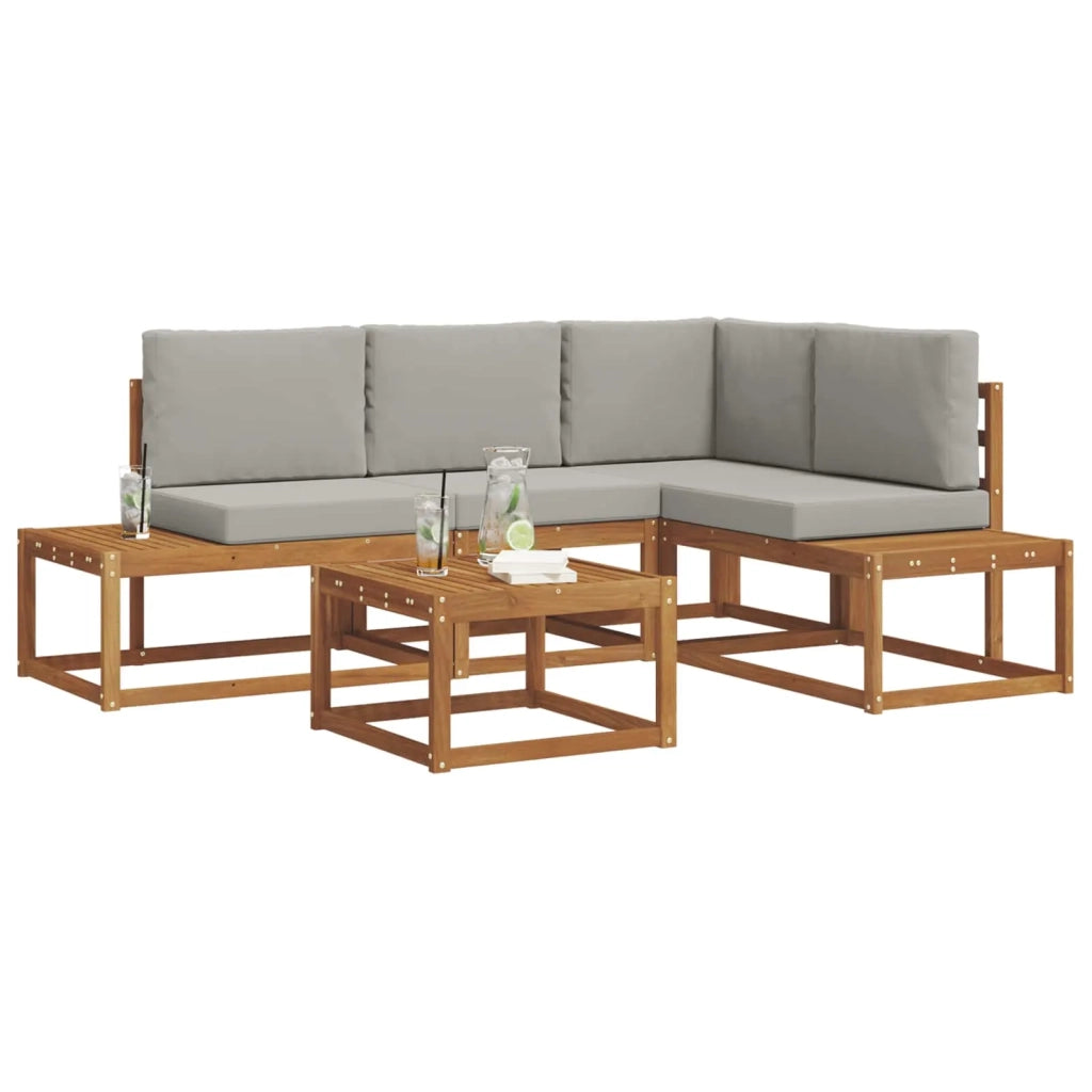 Set di divani da esterno 5 Pezzo Grigio Naturale e Chiaro 3366954