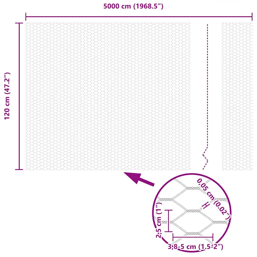 Recinzione Esagonale Argento 1,2 x 50 m Acciaio zincato 42005722