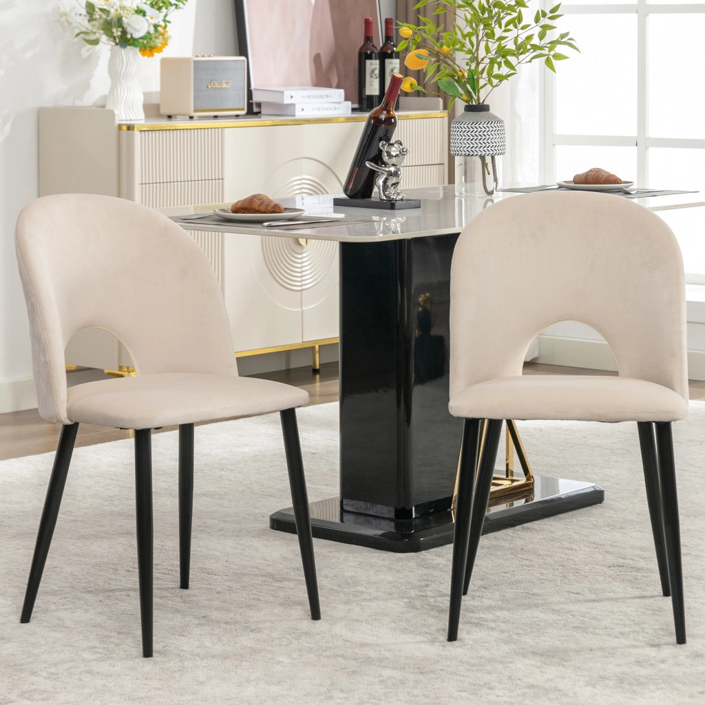 Sedia da pranzo (2 pezzi), sedia di design imbottita con schienale, seduta in velluto, struttura in metallo, piedini regolabili, motivo a rombi sullo