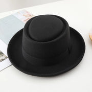 Fedora unisex classica bianca, cappello Gatsby Panama con bordo largo di feltro, cappello cowboy anni '20 per uomini e donne, cappello Gatsby con bordo largo di feltro, cappello gangster Halloween - nero