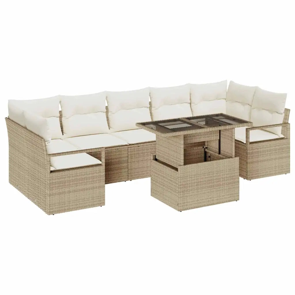 Set Divano da Giardino 8 pcs Beige Poly Rattan 3357514