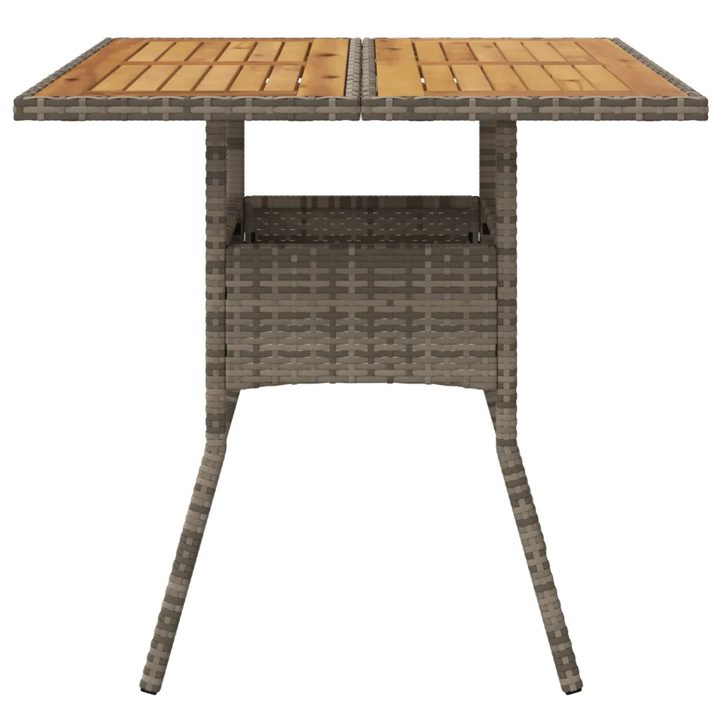 Tavolo Giardino Piano Legno Acacia Grigio 80x80x75cm Polyrattan 365520