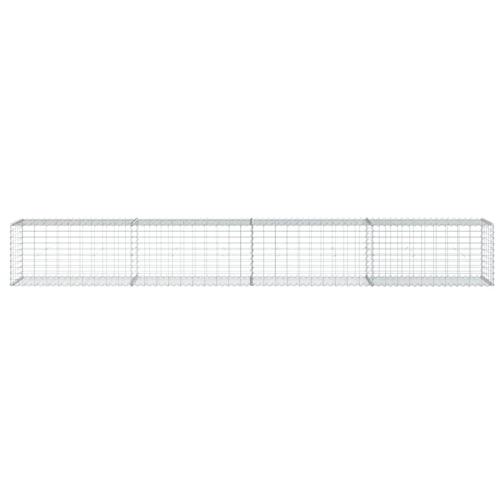 Gabbione recinto a gabbia muro di contenimento con coperchio 400 x 50 x 50 cm ferro zincato argento 02_0040166