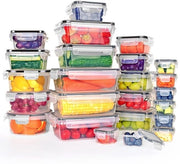 Set di contenitori alimentari con coperchi, 48-pezzo (24 contenitori + 24 coperchi), set di contenitori di plastica per archiviazione, contenitori di plastica per congelazione BPA liberi, contenitori di plastica per preparazione dei pasti