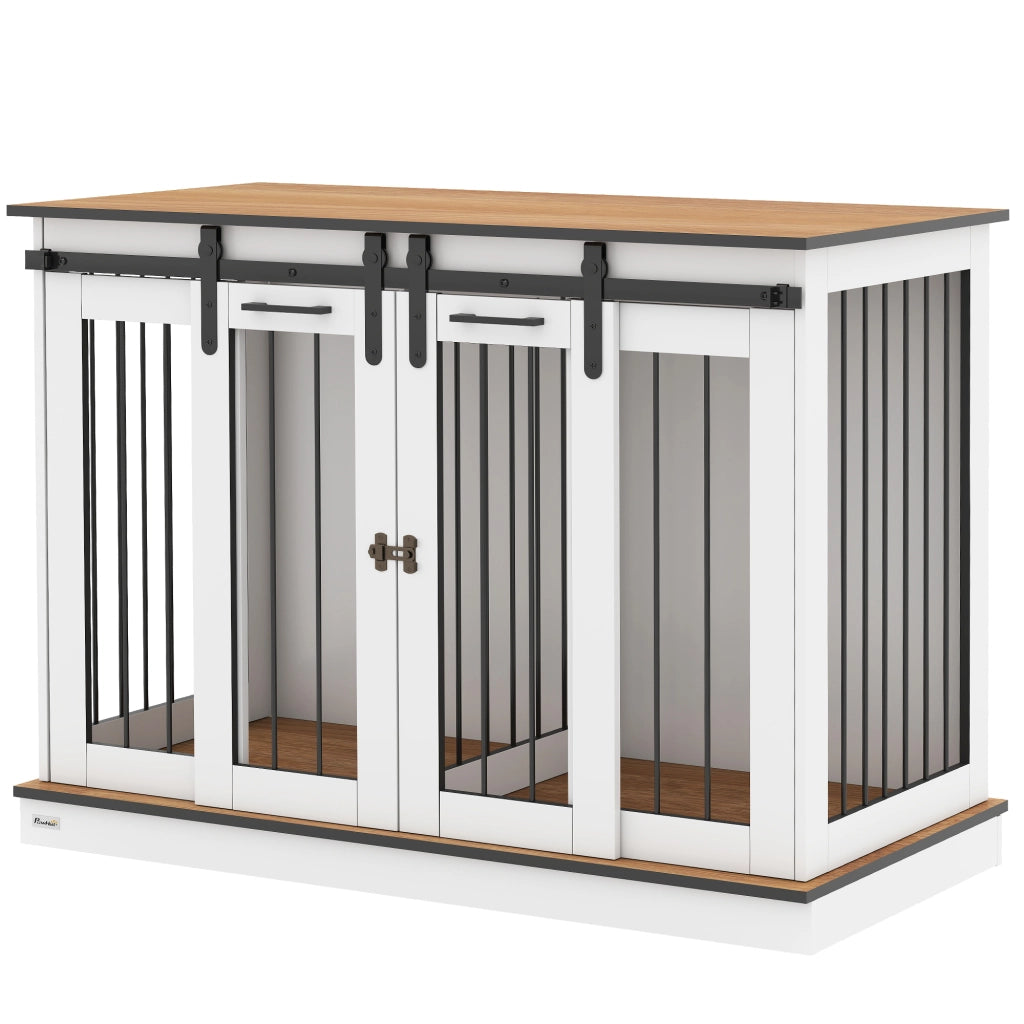 Gabbia per Cani ¨C zephmum ¨C Rustico, Bianco, 2 Porte