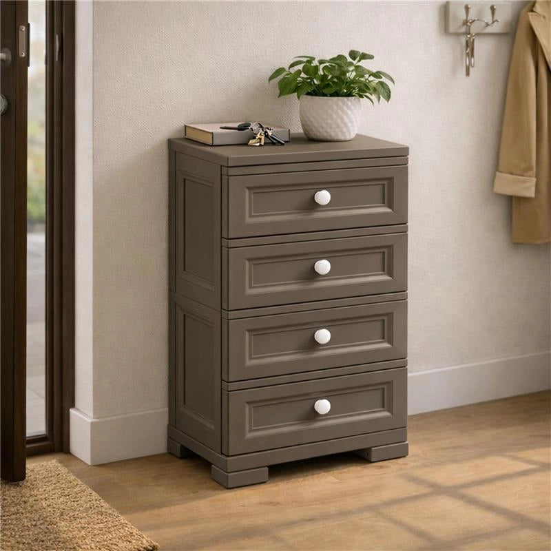 CASSETTIERA ALTA 4 CASSETTI PICCOLI WENGÉ 40X43X85,5 CM – MOBILE COMPATTO ORGANIZZAZIONE CASA PER INGRESSO E ZONA GIORNO