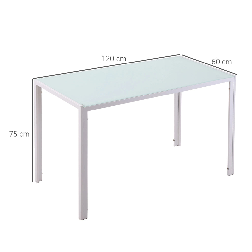 Tavolo da pranzo rettangolare allungabile 4 persone ¨C Xylo ¨C vetro temperato metallo bianco 120x60x75 cm