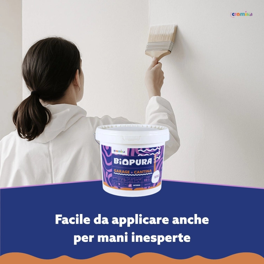Pittura murale traspirante interni garage cantina linea biopura cromika *** formato 10 lt, confezione 1