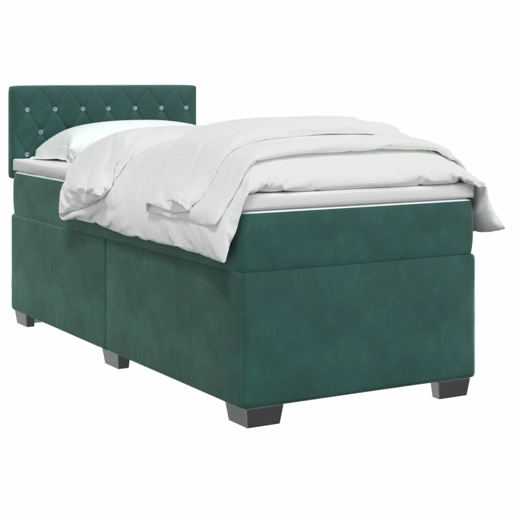Letto con Box Spring, Materasso e LED Verde Scuro 90 x 200 cm 3452099