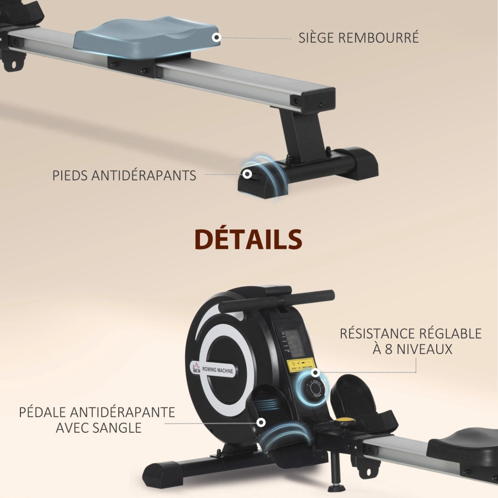 Vogatore Pieghevole ¨C Xylo ¨C Resistenza Magnetica 8 Livelli, Display LCD, Alluminio Acciaio