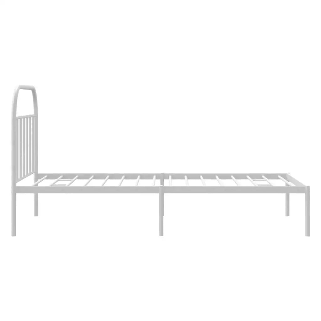 Letto singolo | Letto per adulti | Giroletto con Testiera Metallo Bianco 100x200 cm